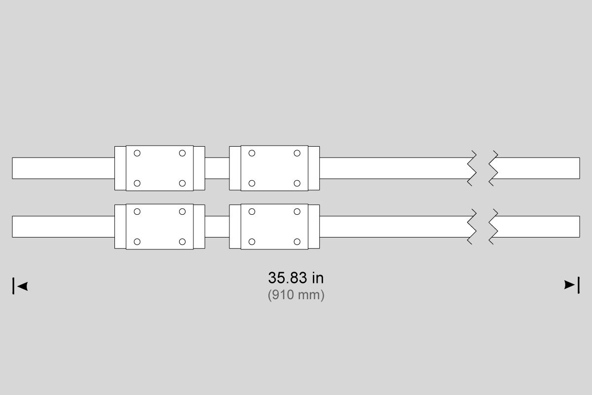LINEAR GUIDE, 30MM X 910MM (PAIR) W/ COVER STRIP (X) TL-3 (SUB-SPINLDE) ST-10, ST-15