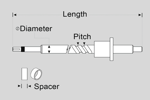 BALLSCREW, 40-8-1031-22 W/ SPACER